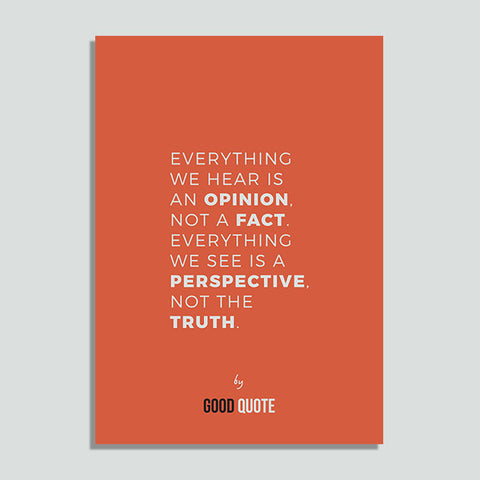 Everything we hear is an opinion not a fact. Everything we see is a perspective not the truth - Poster