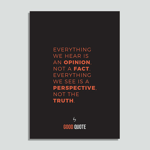 Everything we hear is an opinion not a fact. Everything we see is a perspective not the truth - Poster
